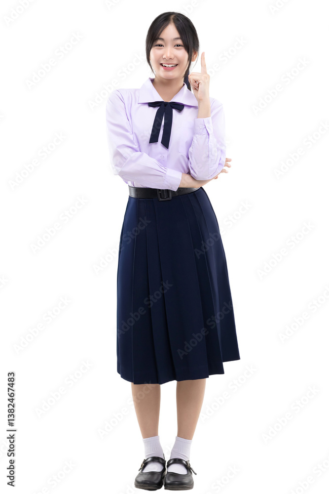 Full body Asian student girl with school uniform. PNG file format transparent background. Full body Asian student girl with school uniform. PNG file format transparent background.