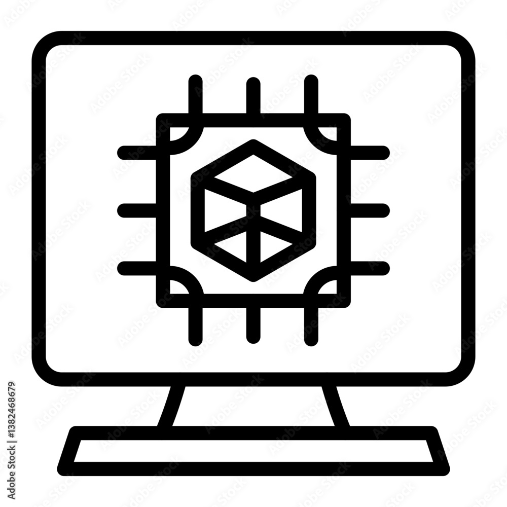 Overclocking Software Vector Line Icon Design Overclocking Software Vector Line Icon Design