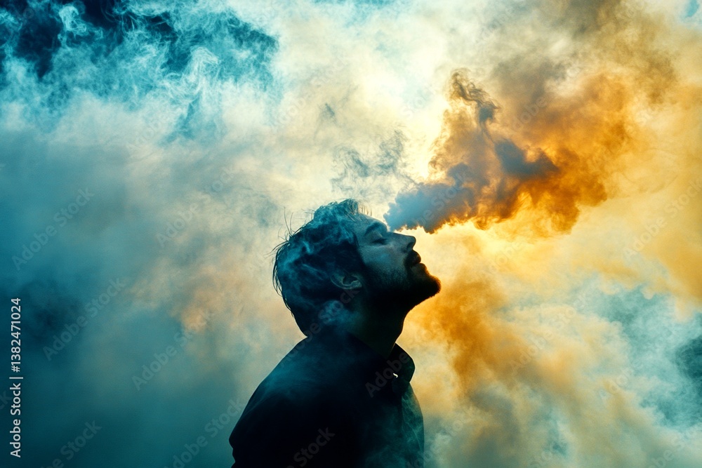 Strange thoughts disorder. Therapy and mind. Hallucination - due to mdma: abstract image of individual status. Metaphorical mdma feelings of a mental illusion. Problem with perception.
