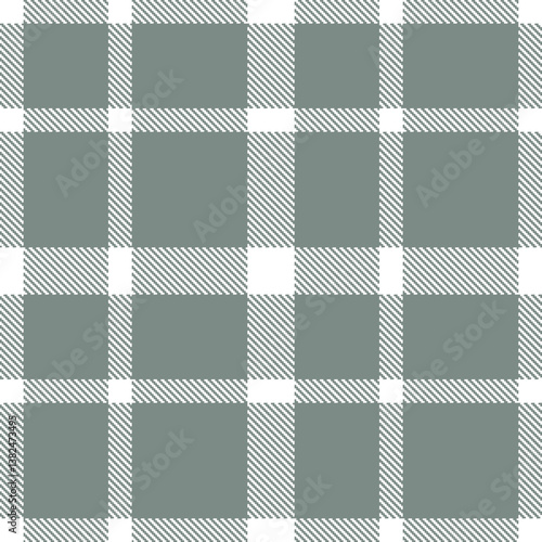 Vivid white Seamless Tartan with Sandy medium grey accents Fabric Design