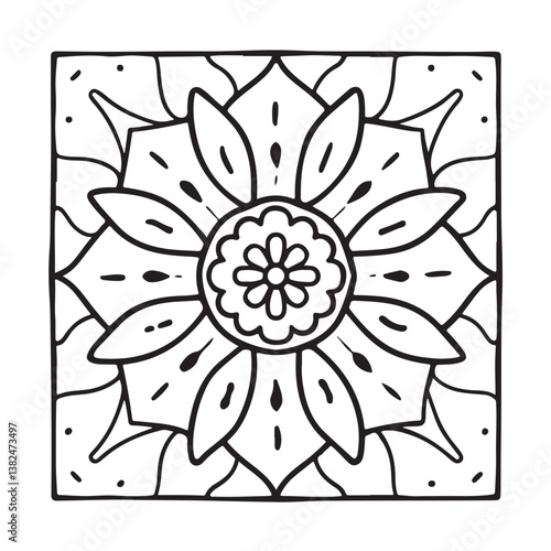 Comfy patterns coloring page, bold and easy coloring book page, patterns, mandala, flowers, floral, animals, vector illustration, line art, black and white, victor art, illustration