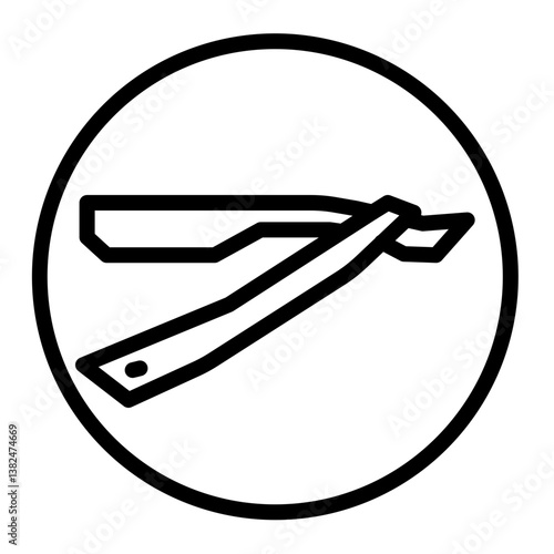 Straight Razor Vector Line Icon Design