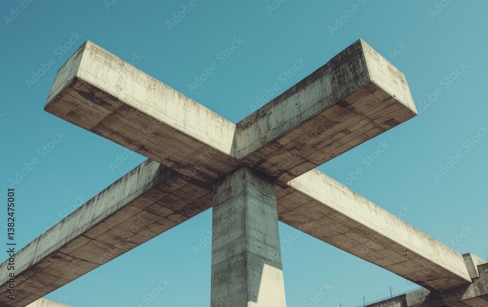 Fototapeta premium Weathered Concrete Structure Against Blue Sky