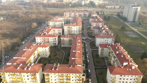 Obraz na płótnie Modern apartment buildings with balconies and parking spaces w salonie