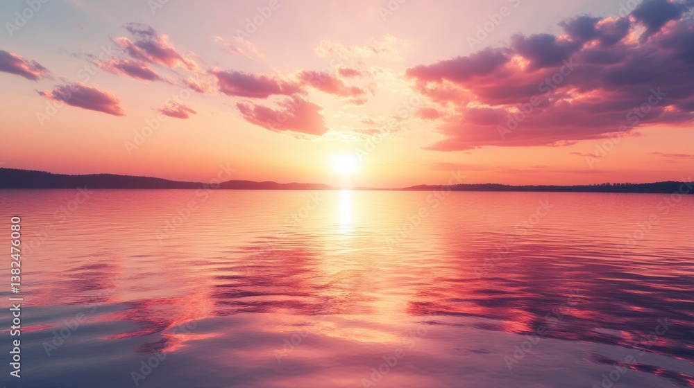 Obraz premium romantic background with a sunset over a calm lake