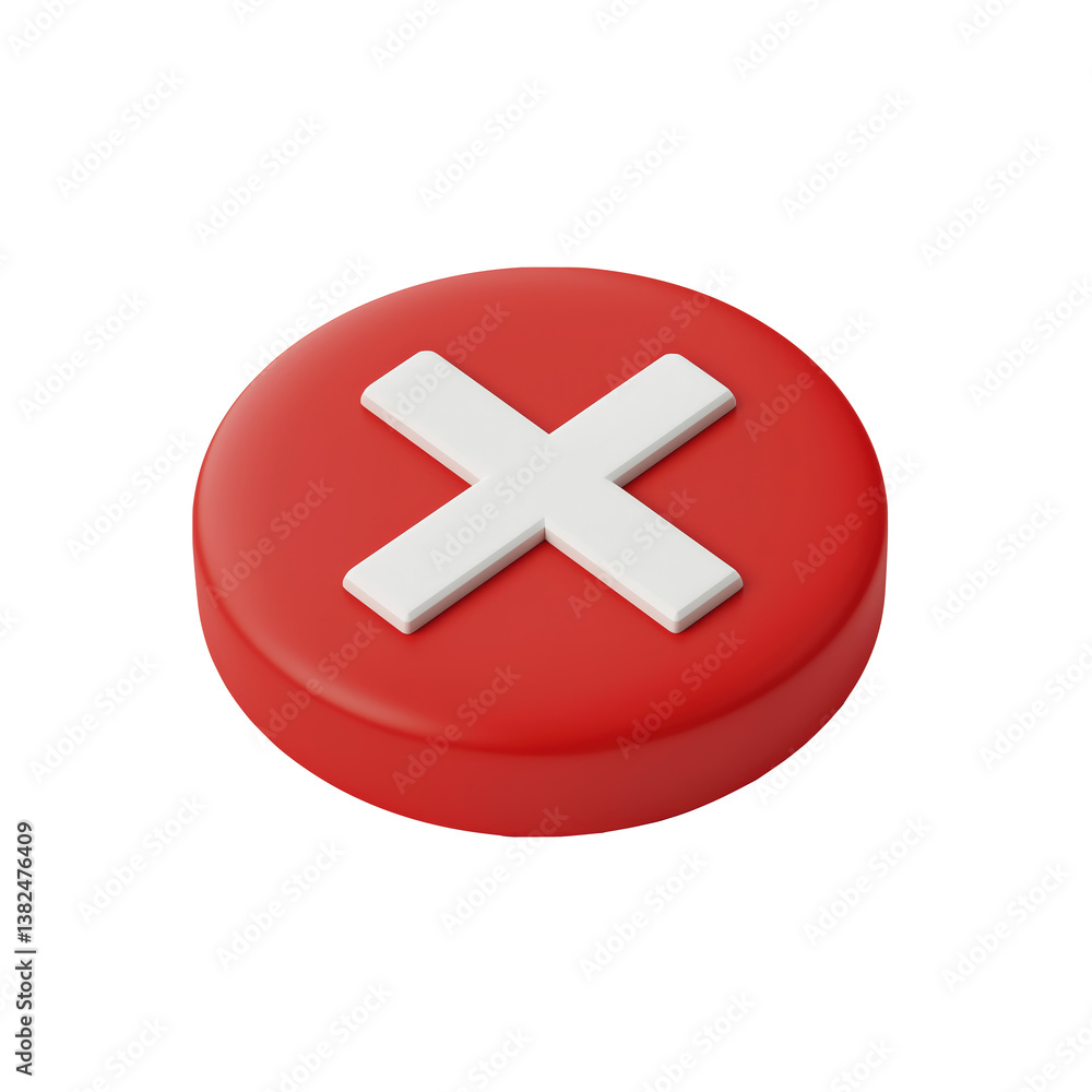 Crisp red button with white cross symbol inviting interaction in a contemporary digital design setting Crisp red button with white cross symbol inviting interaction in a contemporary digital design setting