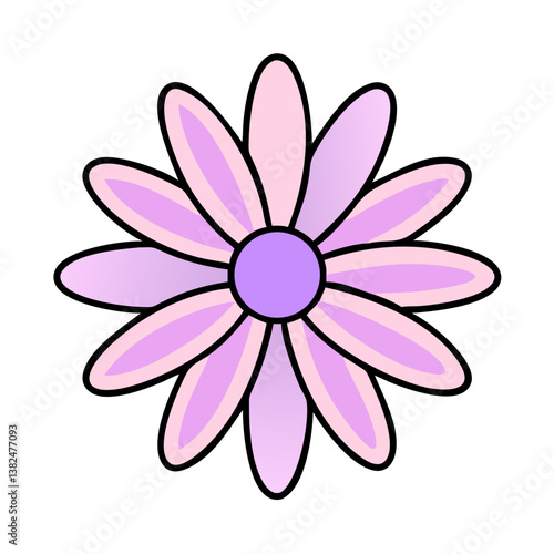 Pretty Pink Flower Vector art, Simple Design, Gradient Petals