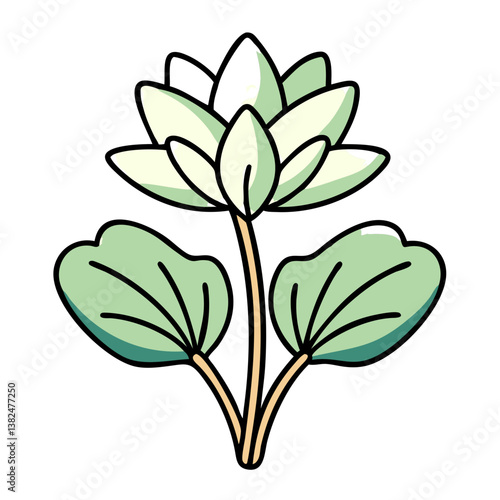 Wallpaper Mural Elegant Lotus Flower Vector art, Green Leaves, Aquatic Plant Torontodigital.ca