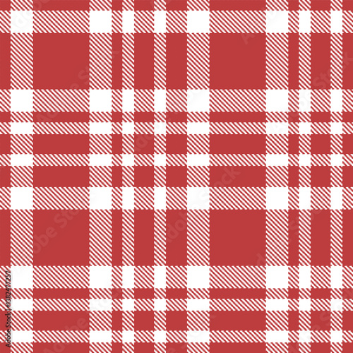 Fire dull red Seamless Tartan with Vibrant white accents Fabric Design