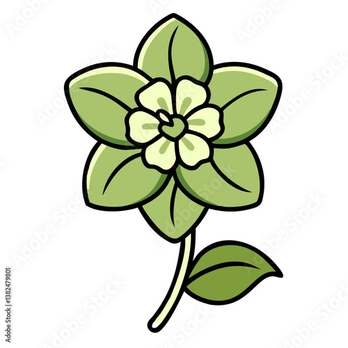 Simple Green Flower vector  Nature, Botany, Spring, Blossom, Plant