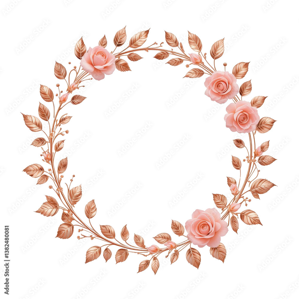 Elegant Rose Gold Floral Circle Frame Elegant Rose Gold Floral Circle Frame