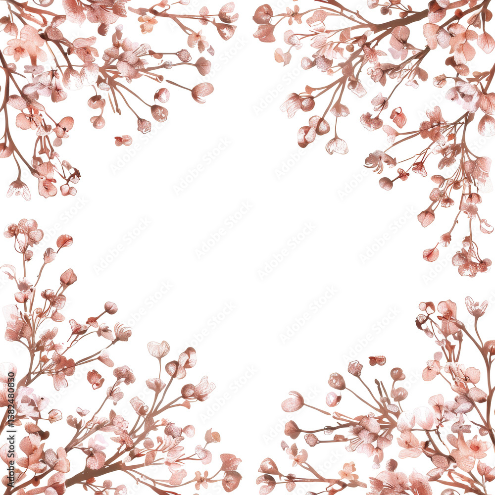 Naklejka premium Metallic Petal Border with Blush Pink Accents