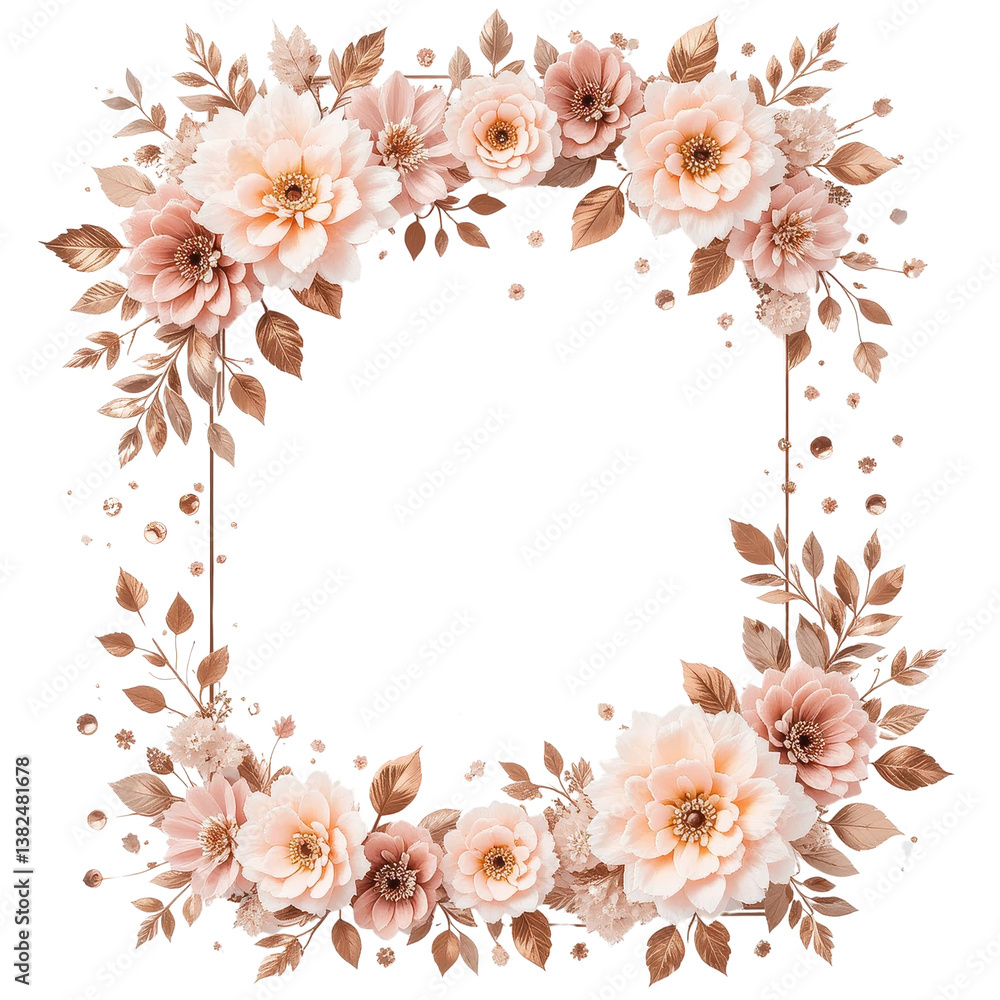 Obraz premium Romantic Peony and Dahlia Square Frame