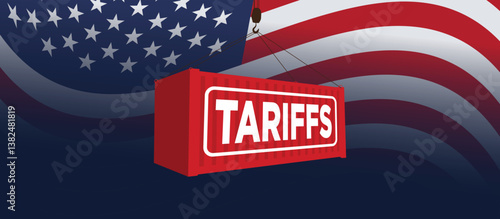 Tariffs and USA Economy concept - Flag of the United States of America background. Tariff USA trade war with the others countries.