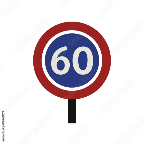 Speed limit 60 sign on a simple background  