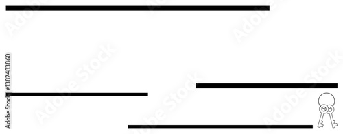 Small figure holds a key near the bottom corner while horizontal lines extend across, suggesting pathways or challenges. Ideal for success, motivation, solutions, guidance, clarity, innovation, flat