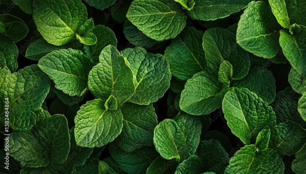 Close-up view of vibrant green mint leaves Close-up view of vibrant green mint leaves