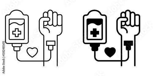   Blood Transfusion    Icon Line & Glyph Style