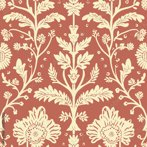 Indian kalamkari Oriental Ornamental Seamless Pattern 9. Mughal Ornamental Art