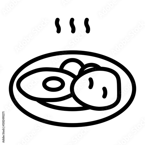 Meatloaf Plate Vector Line Icon Design