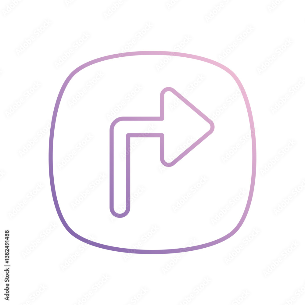 Turn Right icon isolated on a white background. Vector illustration. Turn Right icon isolated on a white background. Vector illustration.