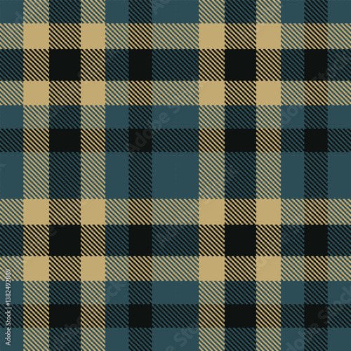 Plaid pattern seamless. Smoky dark grey blue & Dusky sandstone Tartan Fabric Design. 