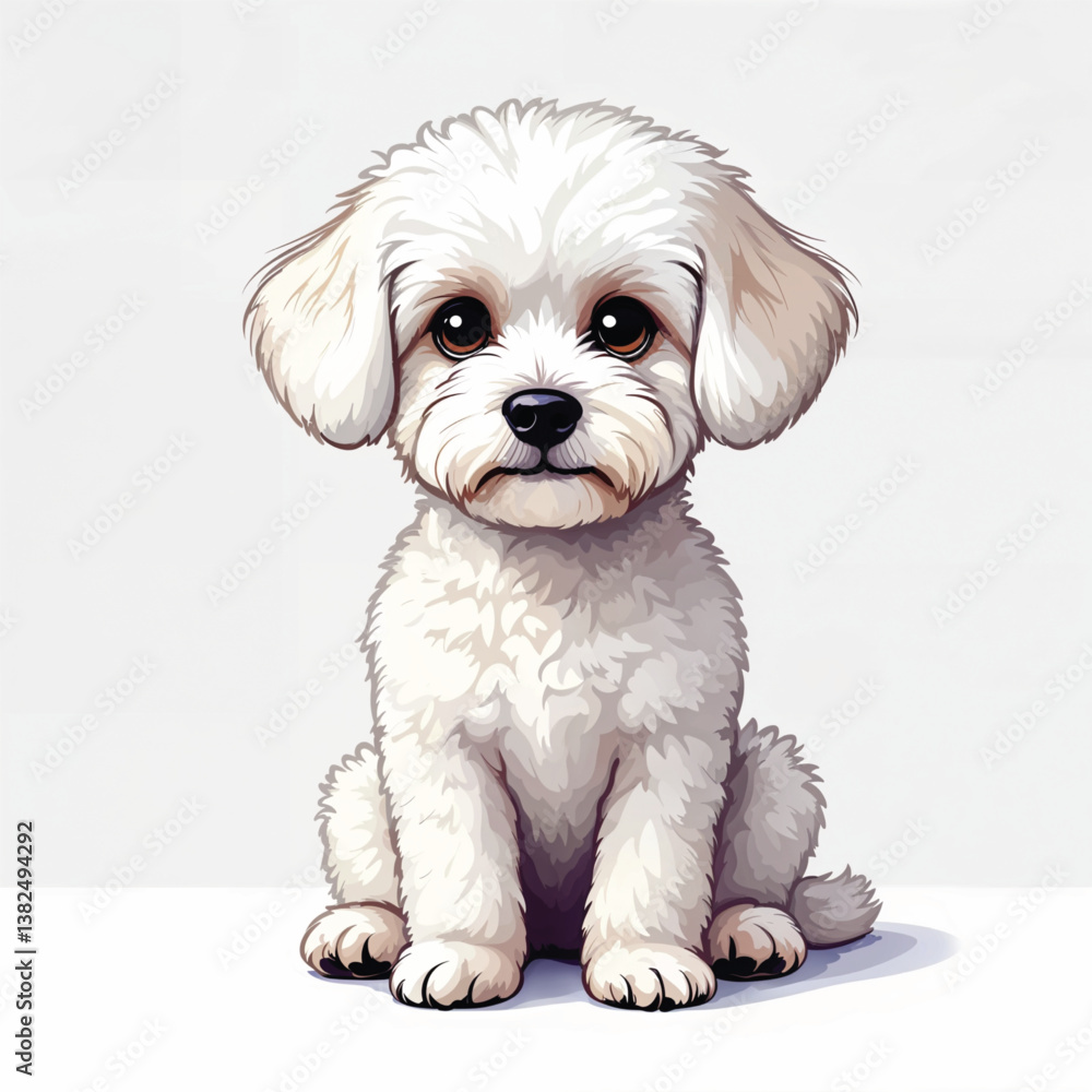 Adorable Cartoon Bichon Puppy Vector Illustration Adorable Cartoon Bichon Puppy Vector Illustration