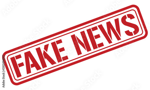 FAKE NEWS red stamp text vector, rubber stamp