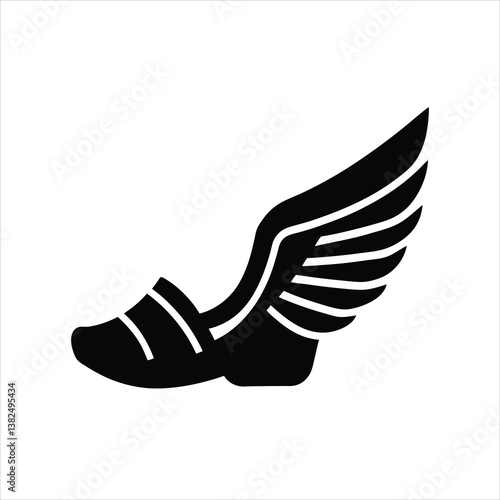Winged Sandal Icon Ancient Greek Style Silhouette Vector Illustration