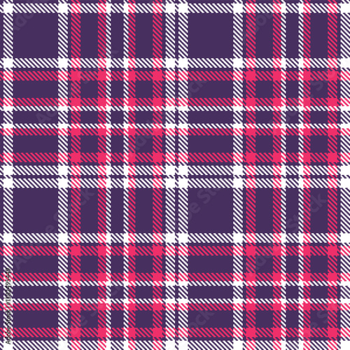 Smoky dark purple Seamless Tartan with Vibrant white accents Fabric Design