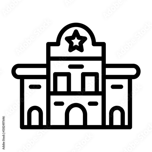 Police Station Vector Line Icon Design