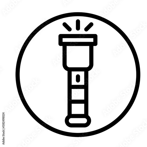 Flashlight for Patrolling Vector Line Icon Design