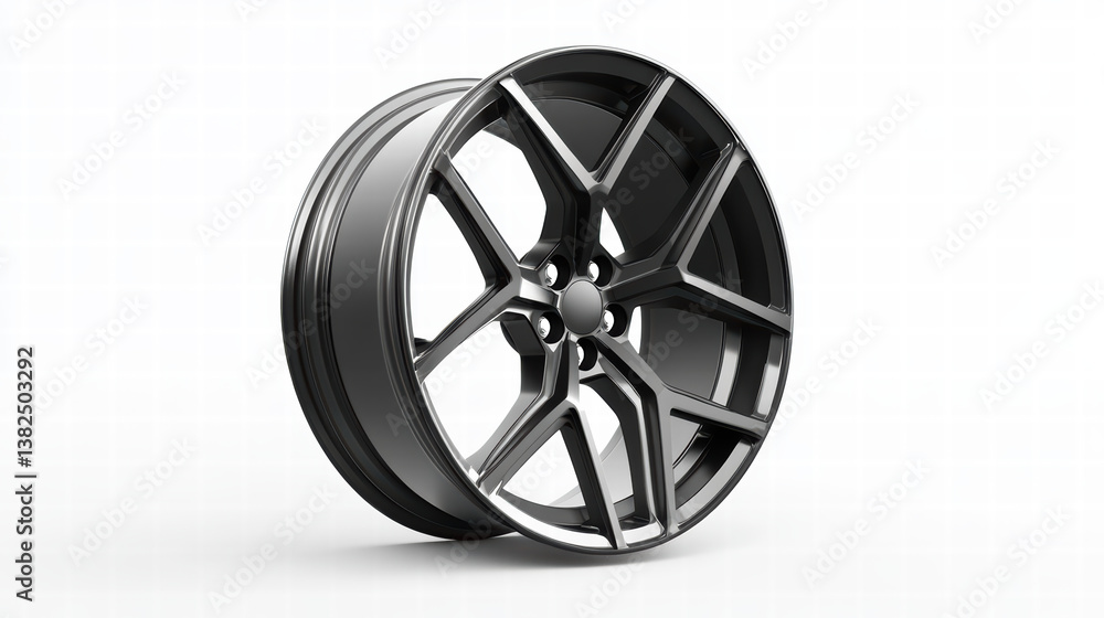 Sleek Alloy Wheel: A close-up shot of a modern, stylish alloy wheel, showcasing its intricate design and metallic finish. Sleek Alloy Wheel: A close-up shot of a modern, stylish alloy wheel, showcasing its intricate design and metallic finish.
