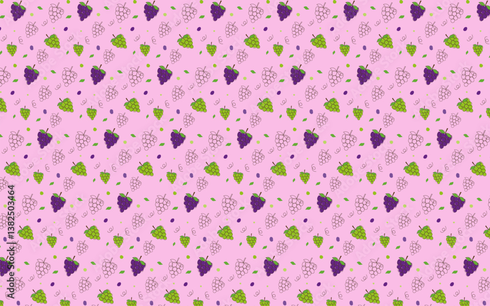 Charming mixed grape pattern with purple and green. Seamless design for versatile use Charming mixed grape pattern with purple and green. Seamless design for versatile use