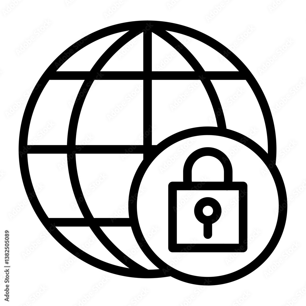 Secure Network Vector Line Icon Design Secure Network Vector Line Icon Design