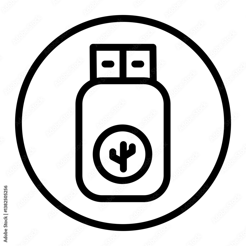 USB Vector Line Icon Design USB Vector Line Icon Design
