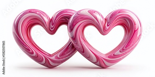 Intertwined Hearts: Capturing the essence of affection with two abstract hearts, the image encapsulates the warmth of love and the elegance of togetherness, perfect for themes of romance and unity.