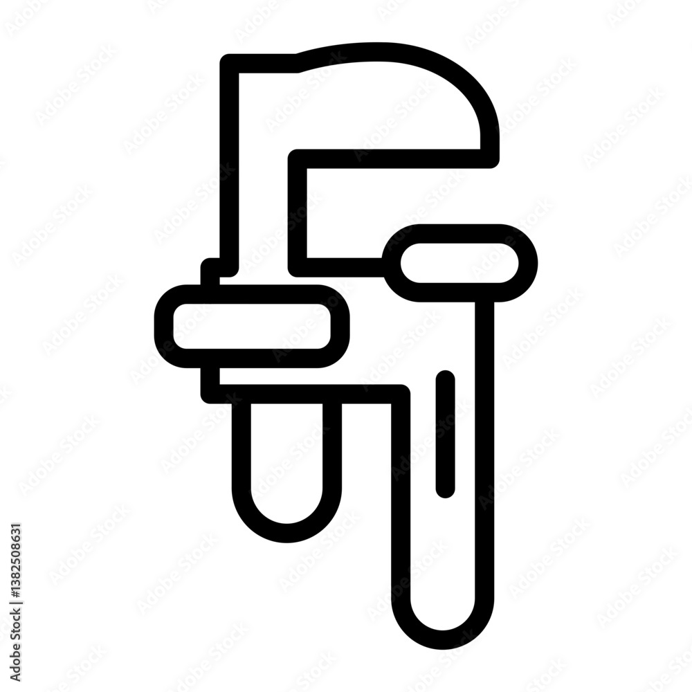 Pipe Wrench Vector Line Icon Design Pipe Wrench Vector Line Icon Design