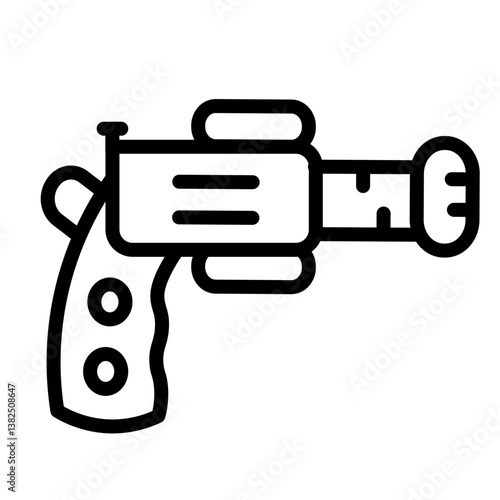 Steampowered Gun Vector Line Icon Design