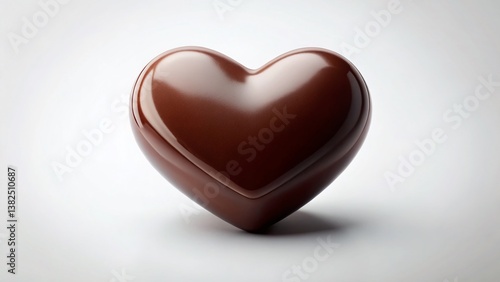 Chocolate Heart: A luscious, heart-shaped chocolate, its smooth surface reflecting the light, evokes feelings of love and indulgence.