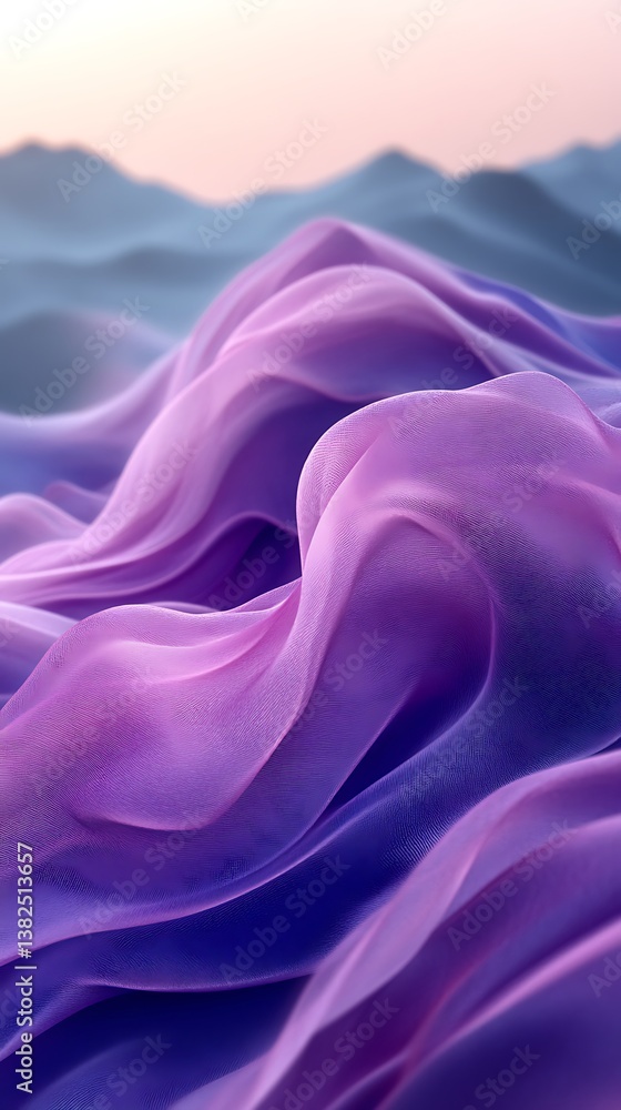 Obraz premium Stunning Purple Silk Waves 4K Mobile Wallpaper, Breathtaking Abstract Wallpaper