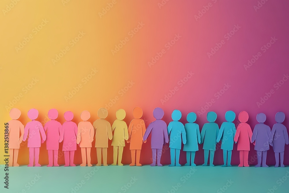 Diverse Group Holding Hands Colorful Background Diverse Group Holding Hands Colorful Background