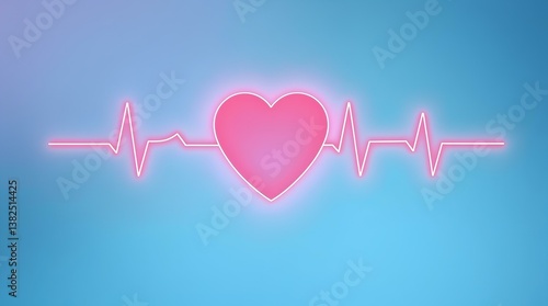 heart beat cardiogram, heart pulse icon on a soft blue, healthcare, wellness, fitness
