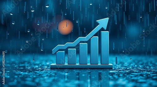 stock market graph hologram-style, bar chart trending upward