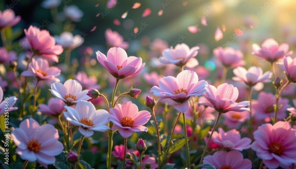 Obraz premium Garden of Dreams An ethereal scene depicting flowers with soft, glowing edges, creating a dreamy and surreal atmosphere.