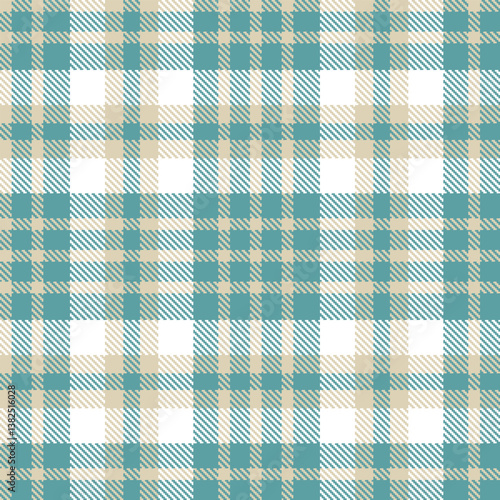 Muted beige and Dusty dull teal Seamless Tartan Fabric Design