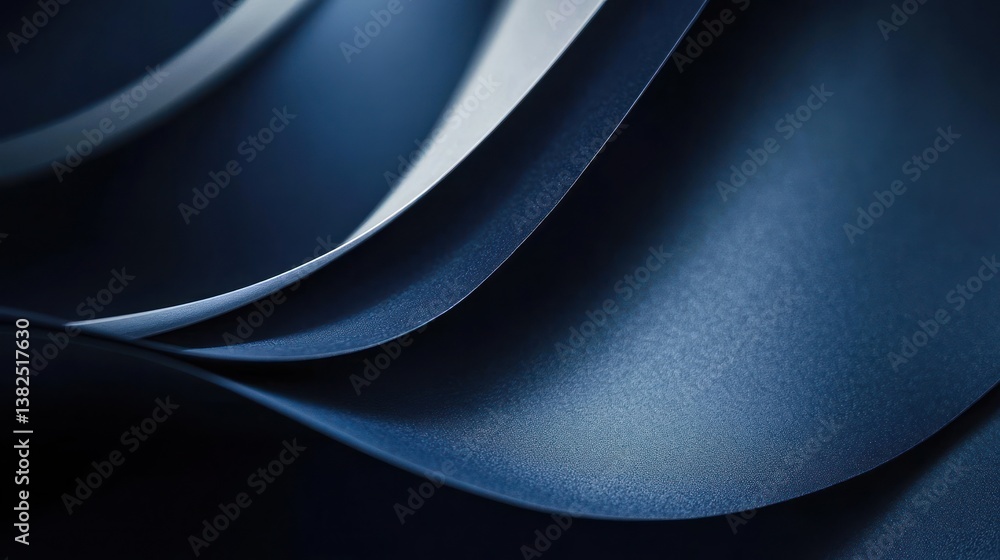 Abstract dark blue paper curves, intricate folds, studio shot, design element Abstract dark blue paper curves, intricate folds, studio shot, design element