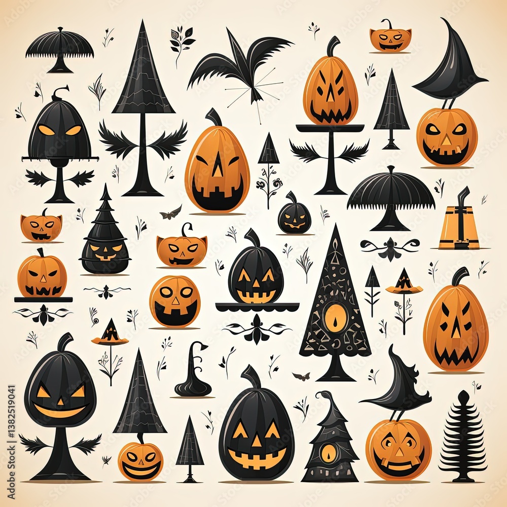 Dark and Eerie Halloween Set with Haunted Elements Dark and Eerie Halloween Set with Haunted Elements