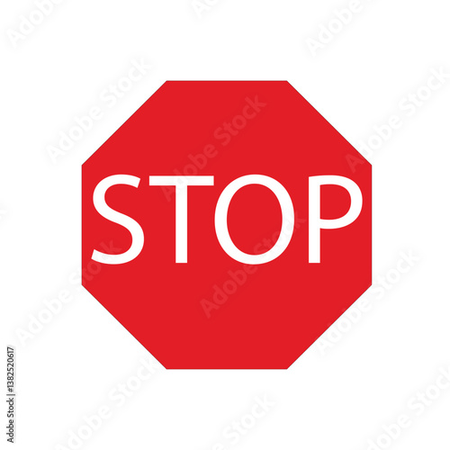 Vector illustration of a stop road/traffic sign, Red stop sign icon with text flat icon for apps and websites. 