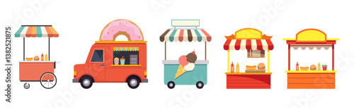 Stand foods vector set collection